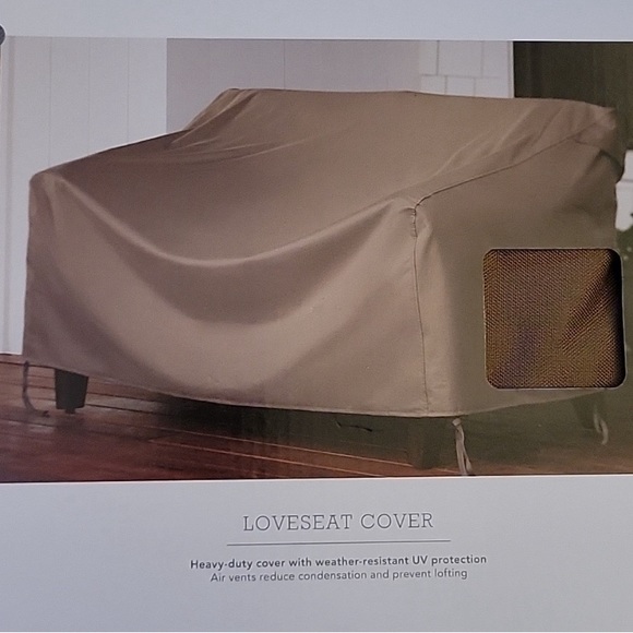 Threshold patio loveseat cover heavy duty UV Protection air vent brown 55.5” New - Picture 1 of 5